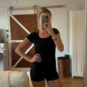Black Square Neck Crop T-Shirt